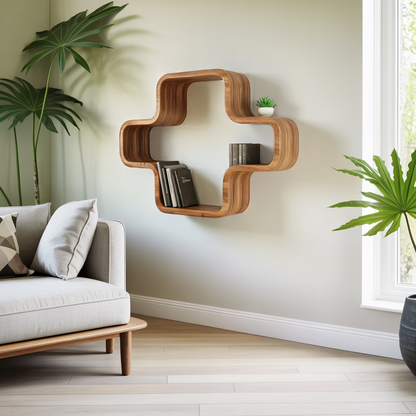 Modern Geometric Wall Mounted Bookshelf For Living Room And Office