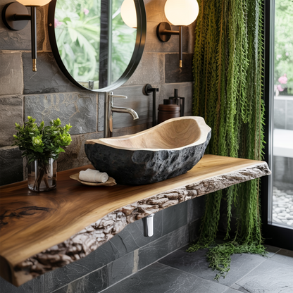 Rustic Solid Wood Sink For Elegant Bathroom