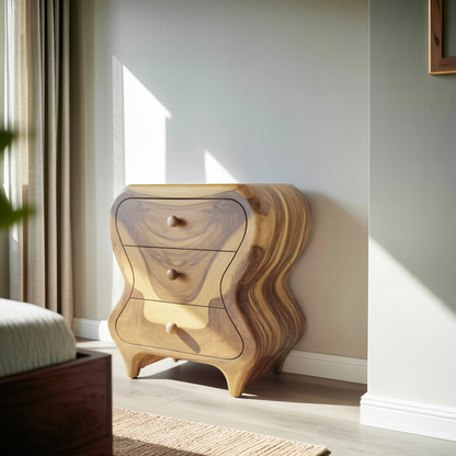 Sculptural Cabinet With Organic Curves And Drawers For Bedroom And Entryway