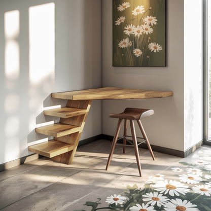 Minimalist Floating Corner Desk With Shelves For Small Home Office Workspace