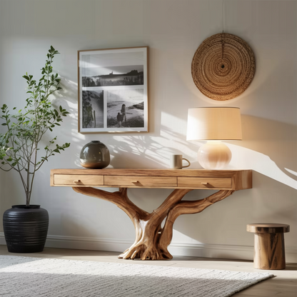 Handcrafted Solid Wood Dressing Table For Living Room Unique Style