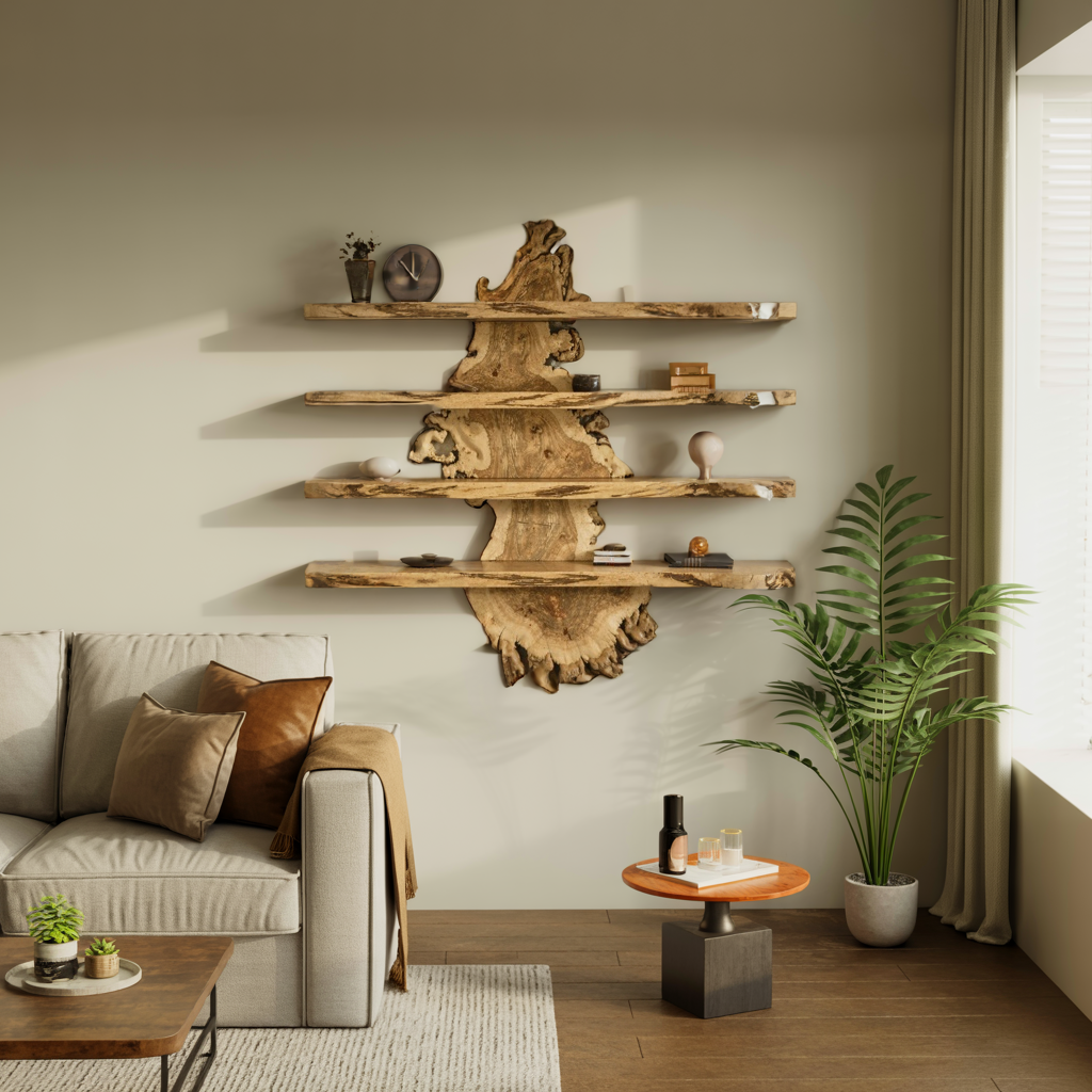 Live Edge Wall Shelf Design For Bedroom Display