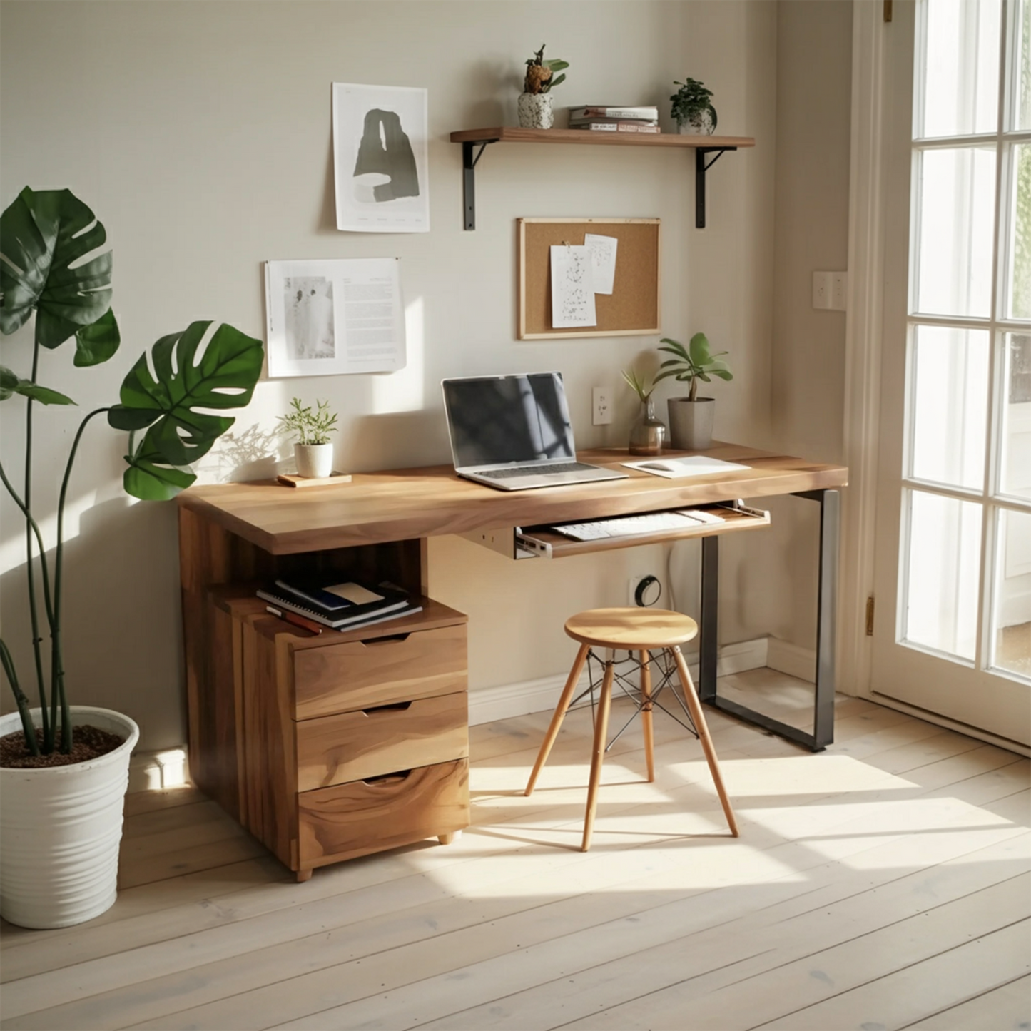 Contemporary Desk with Drawer For Home Office Workspace