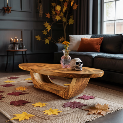 Handcrafted Wooden Live Edge Coffee Table For Living Room Halloween Style