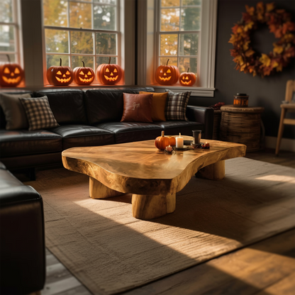 Mid Century Solid Wood Coffee Table Furniture Decor Pumpkin Season