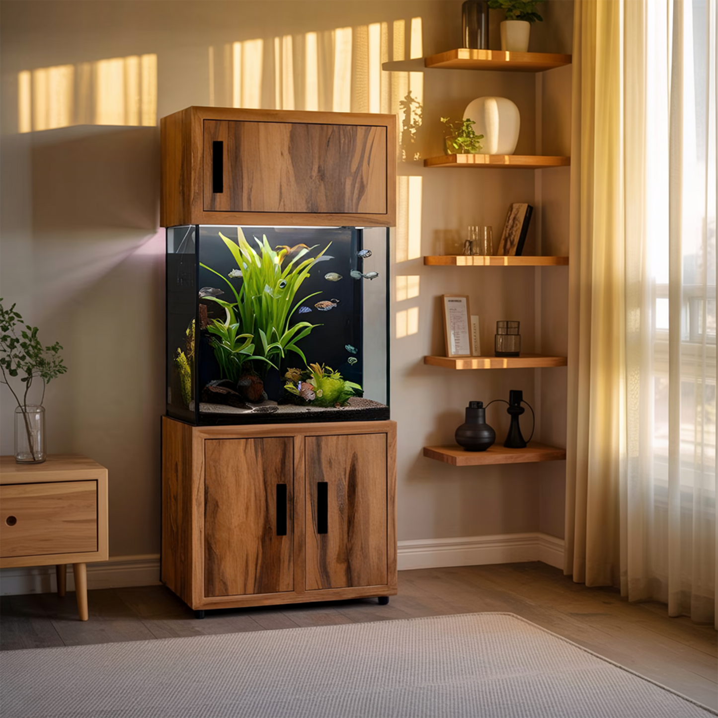 Rustic Aquarium Cabinet For Living Room Corner