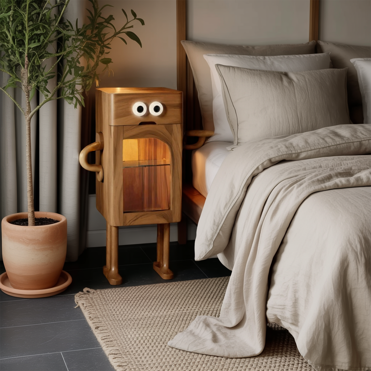 Whimsical Robot Nightstand For Kids Bedroom Or Playroom