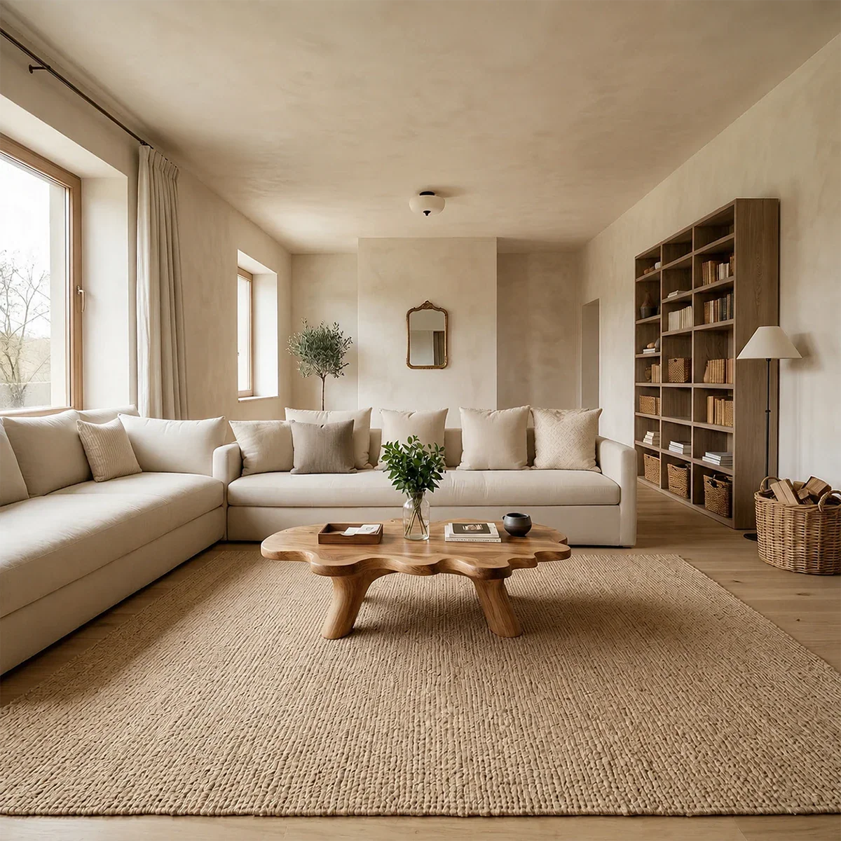 Modern Sculptural Coffee Table Natural Solid Wood Freeform Design
