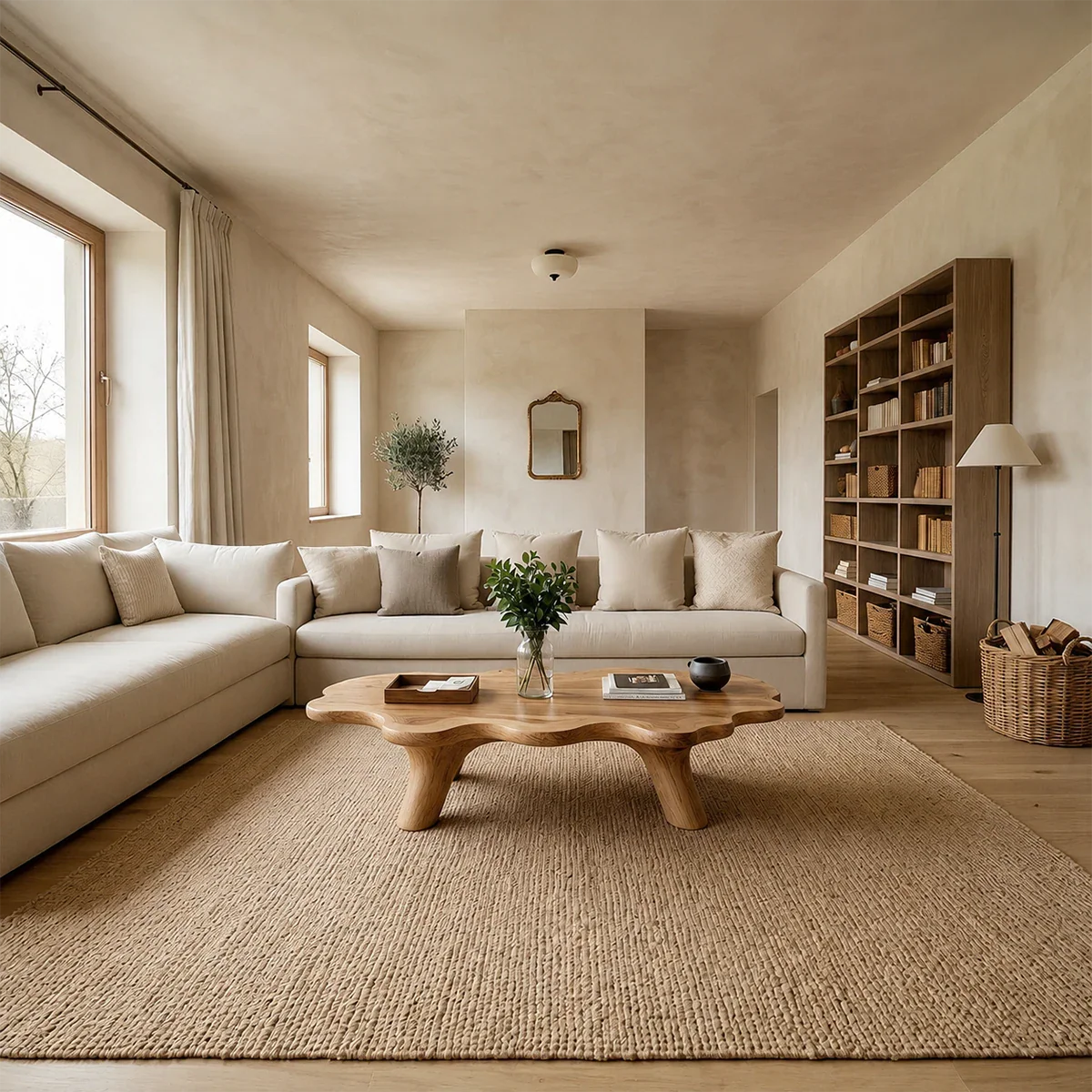 Modern Sculptural Coffee Table Natural Solid Wood Freeform Design