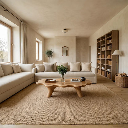 Modern Sculptural Coffee Table Natural Solid Wood Freeform Design