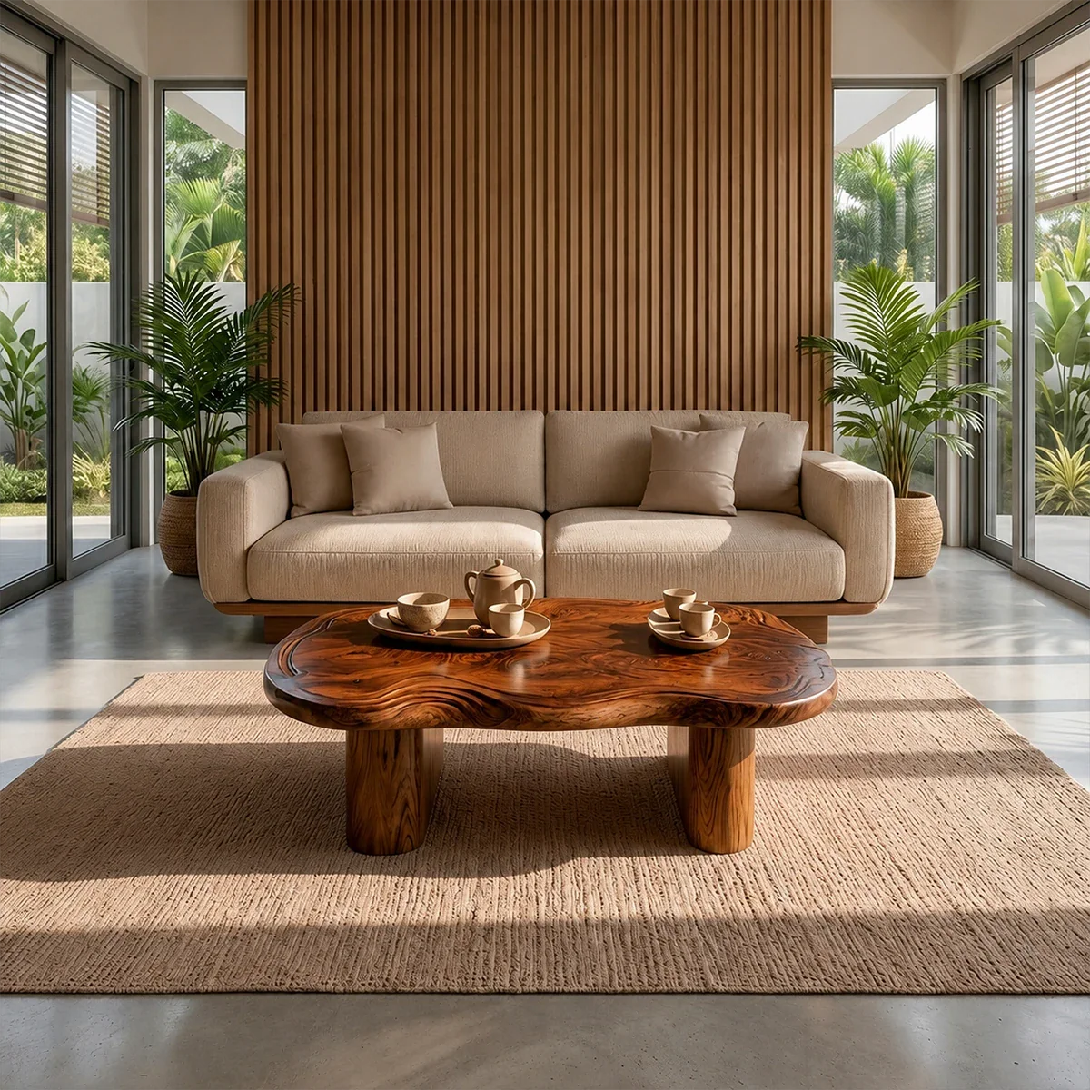 Organic Live Edge Coffee Table – Natural Wood Center Table for Modern Living Room