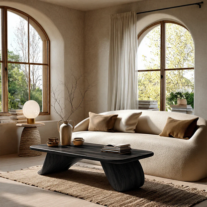 Compact coffee table with curved base and smooth top for bright minimalist living rooms