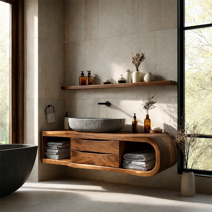 Modern rounded floating vanity – modern bathroom vanity