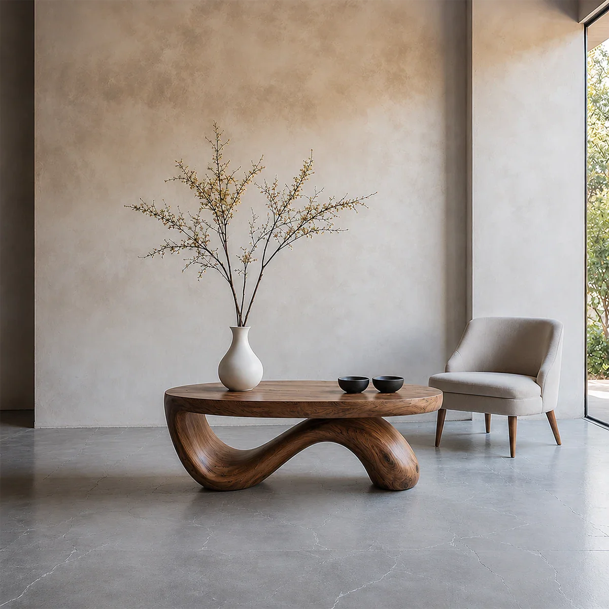 Sculpted Wave Coffee Table – Solid Wood Contemporary Art Form