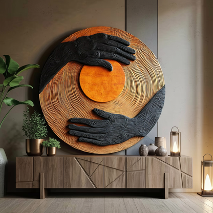 Mid Century Solid Wood 3D Sculpture For Living Room Wall Decor