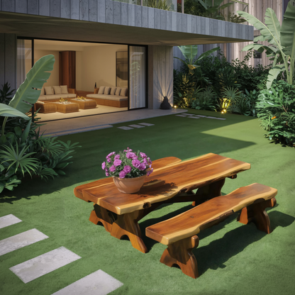 Rustic Outdoor Picnic Table And Bench Set For Garden