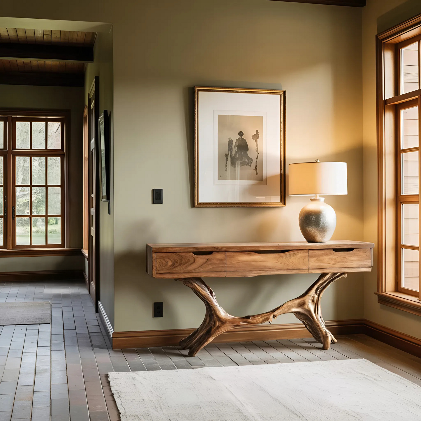 Rustic Solid Wood Dressing Table For Cozy Bedroom