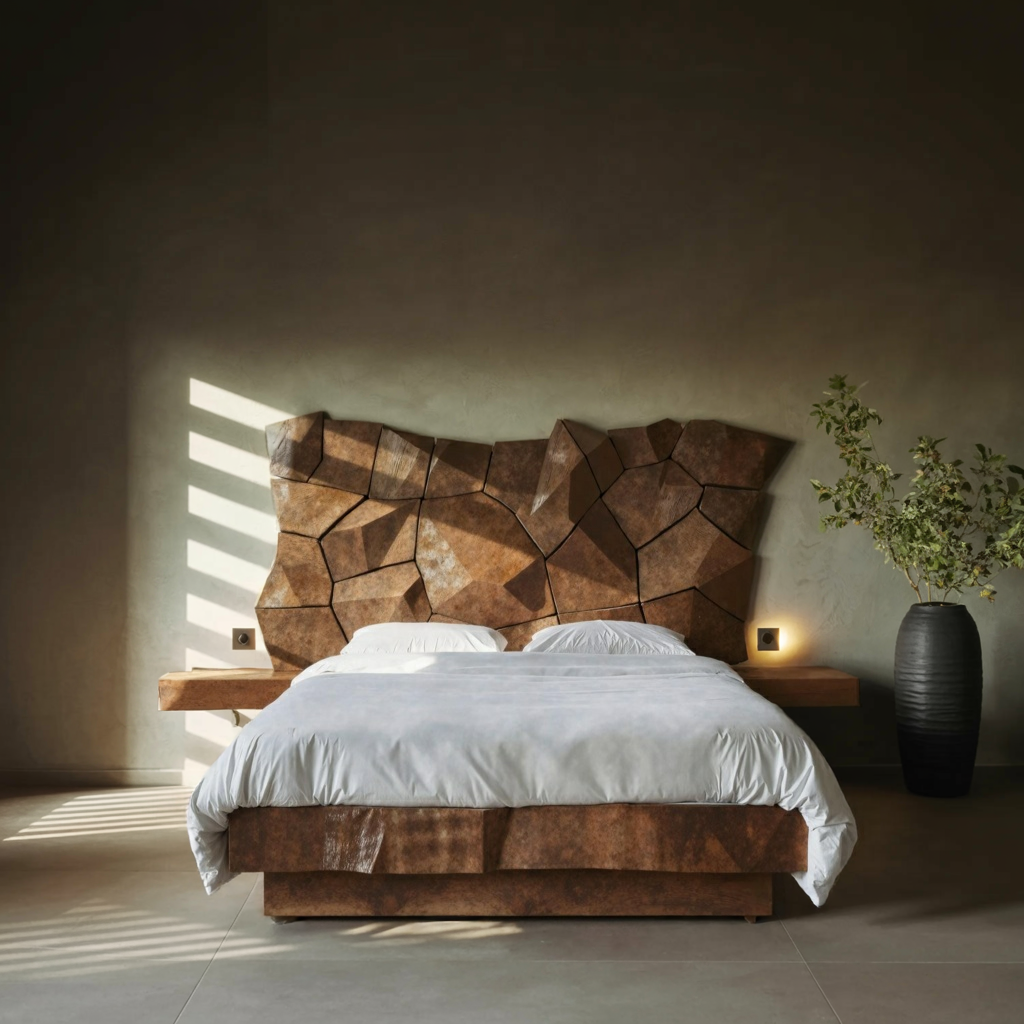 Modern Geometric Headboard Panel For King Or Queen Bed