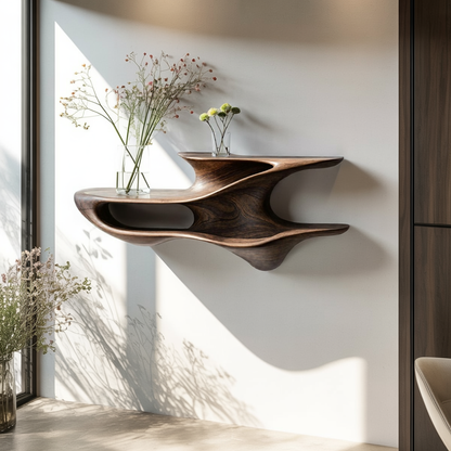 Handcrafted Live Edge Wall Mount Shelf For Living Room