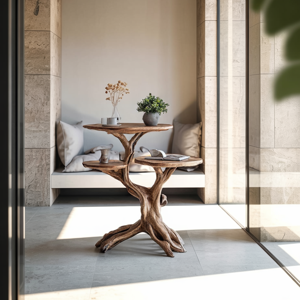 Farmhouse Solid Wood End Table For Living Room Space