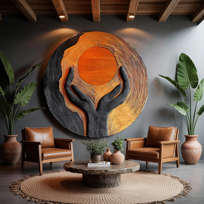 Handcrafted Wooden Wall Art Sculpture For Furniture Decoration