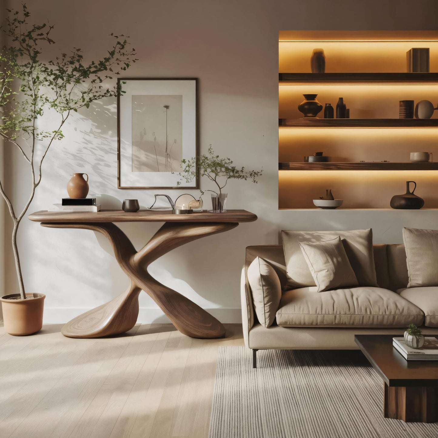 Mid Century Design Console Table For Living Room