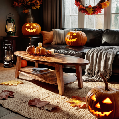 Farmhouse Solid Wood Coffee Table For Living Room Autumn Halloween