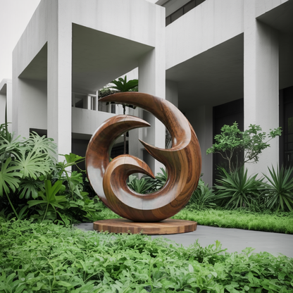 Farmhouse Abstract Wooden Sculpture For Living Room