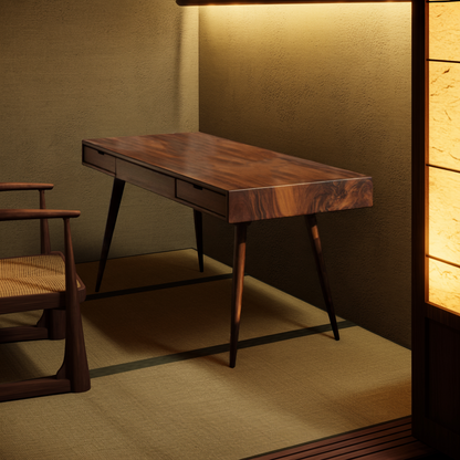 Mid Century Modern Writing Desk With Drawers For Home Office