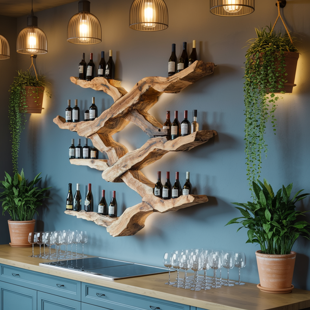 Farmhouse Wine Rack For Kitchen Wine Bottle Shelf