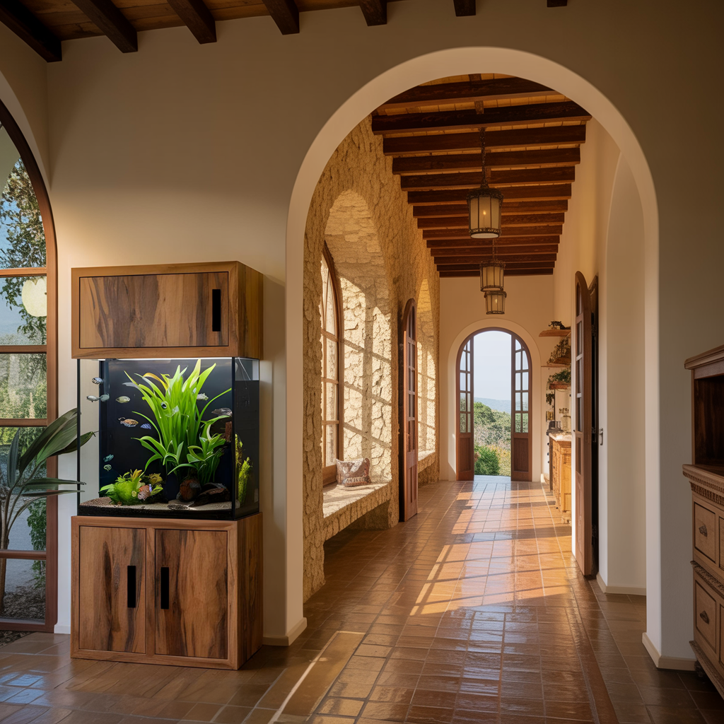 Rustic Aquarium Cabinet For Living Room Corner
