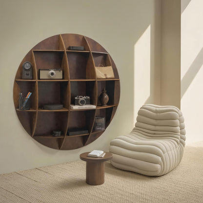 Modern Round Wall Mounted Shelf With Compartments For Living Room Office And Entryway