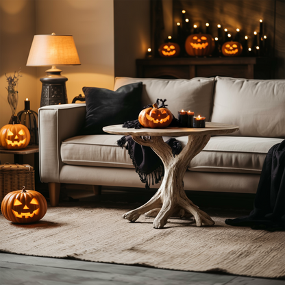 Rustic Wooden End Table For Entryway Design Halloween Wall Display