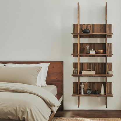 Minimalist Wall Mounted Bookshelf With Back Panel Storage Rack For Living Room And Office