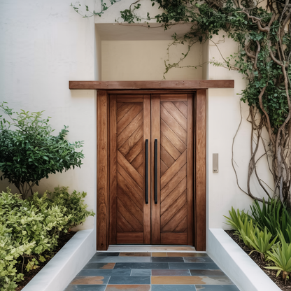 Rustic Double Front Door Modern Entryway Contemporary House Villa