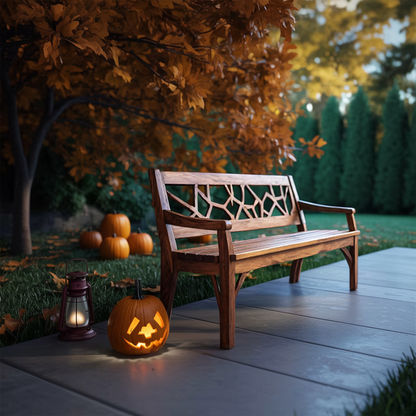 Rustic Solid Wood Halloween Bench For Spooky Outdoor Home Decor