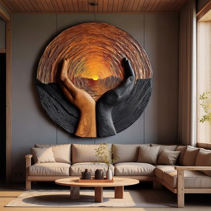Handcrafted Wooden Wall Art Sculpture For Living Room Furniture