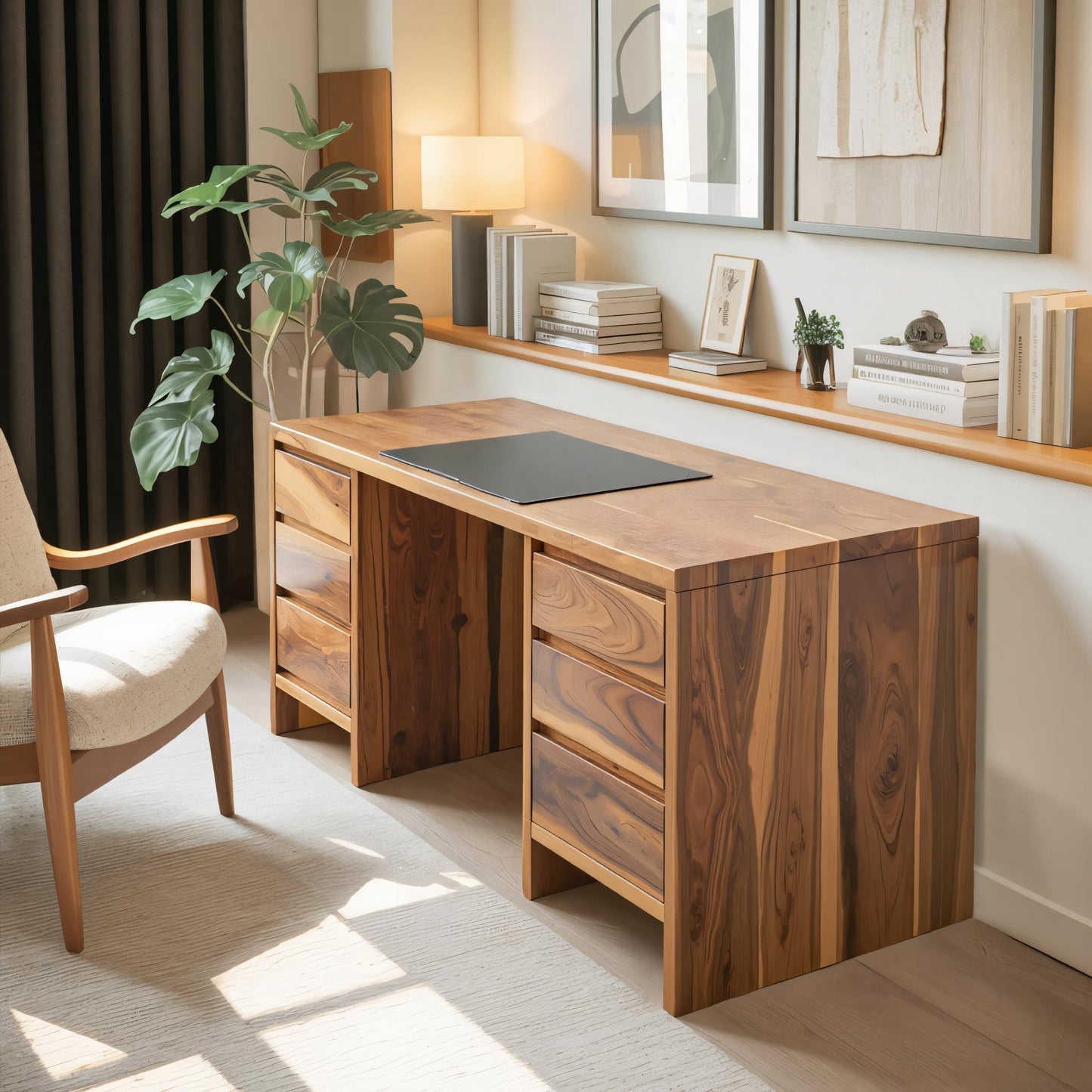 Modern Desk With Drawers Minimalist Office Table For Home Study And Workspace