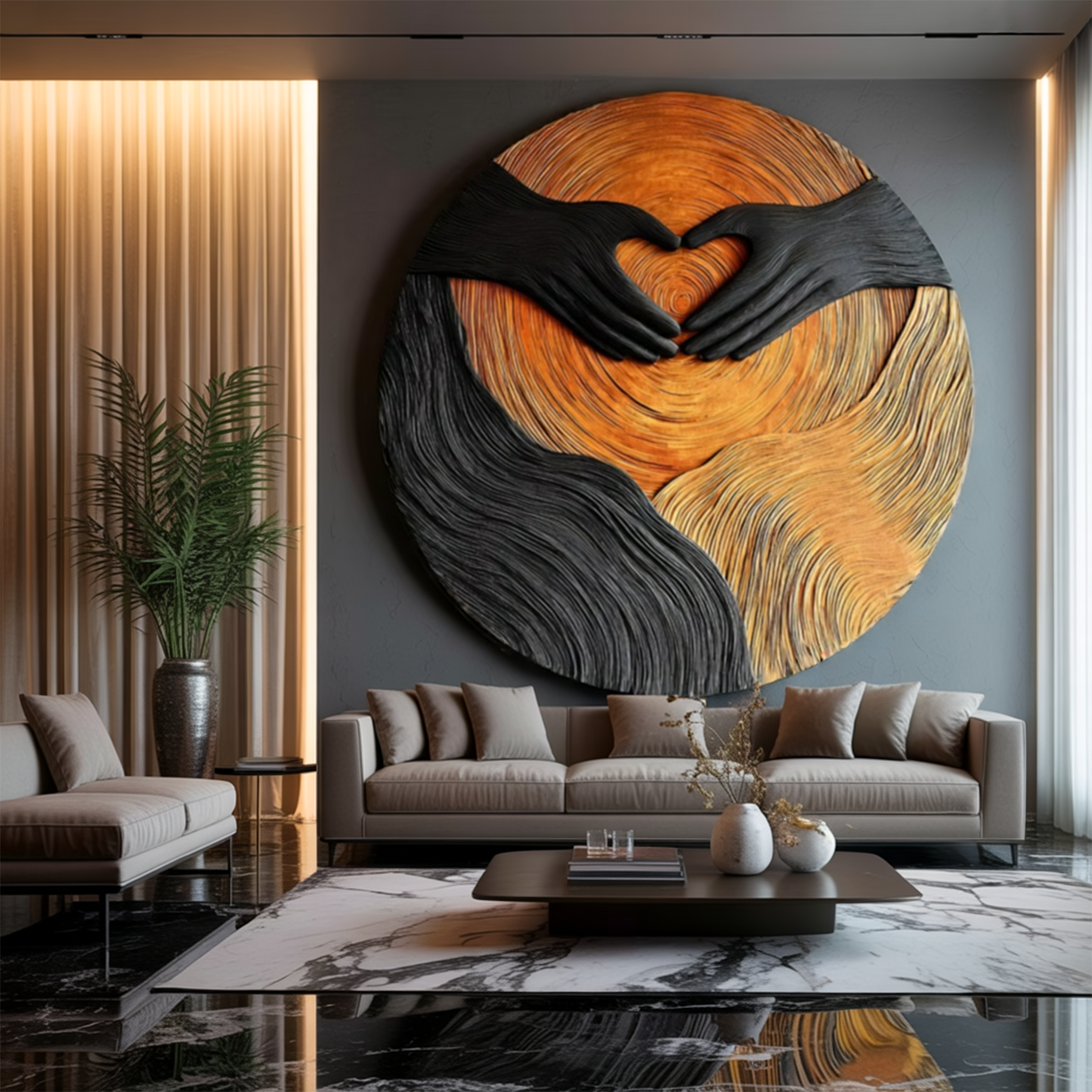 Handcrafted Wooden Wall Art Sculpture For Furniture Home Decor