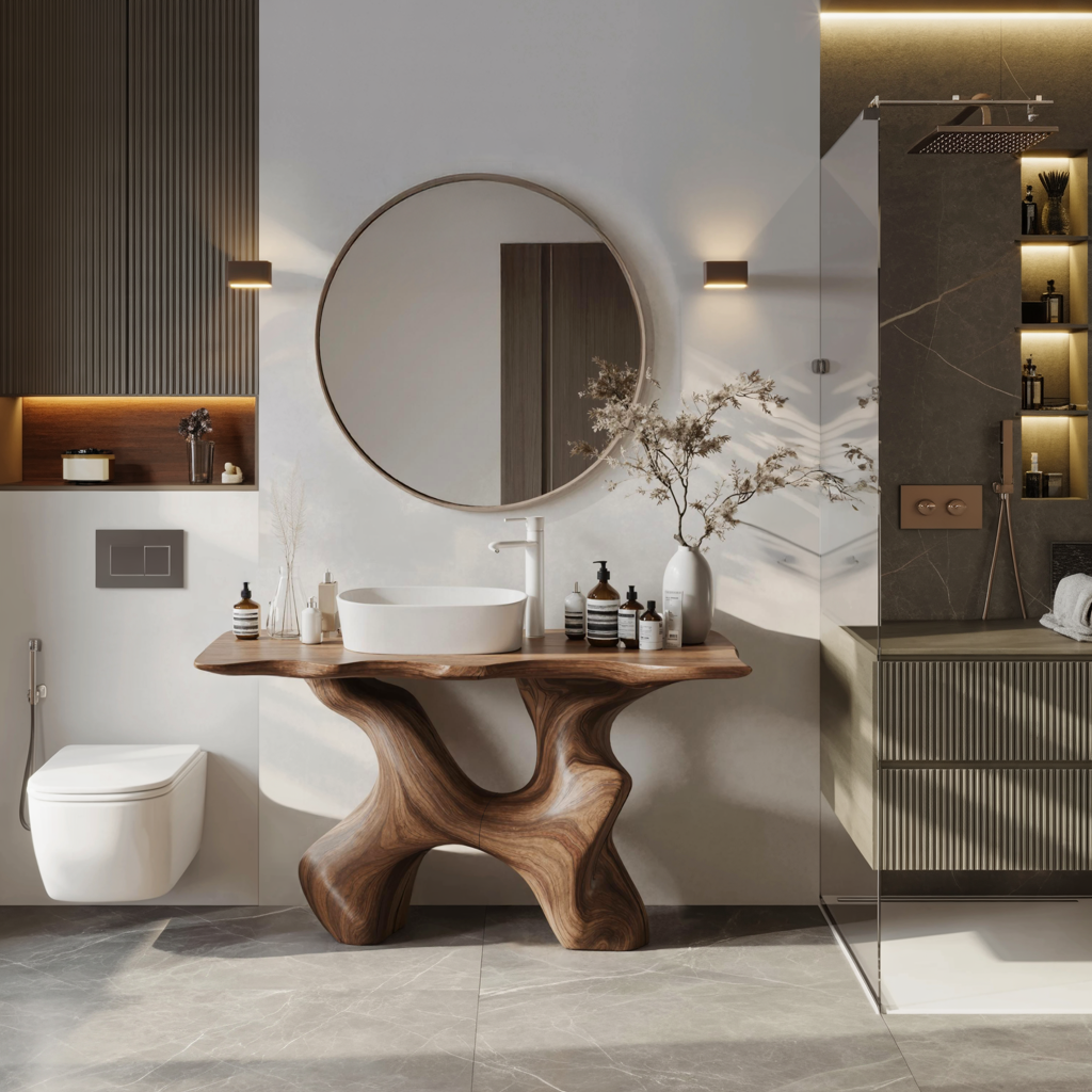 Rustic Solid Wood Vanity For Handmade Bathroom Look