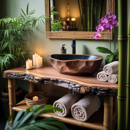 Mid Century Solid Wood Sink For Modern Bathroom Makeover