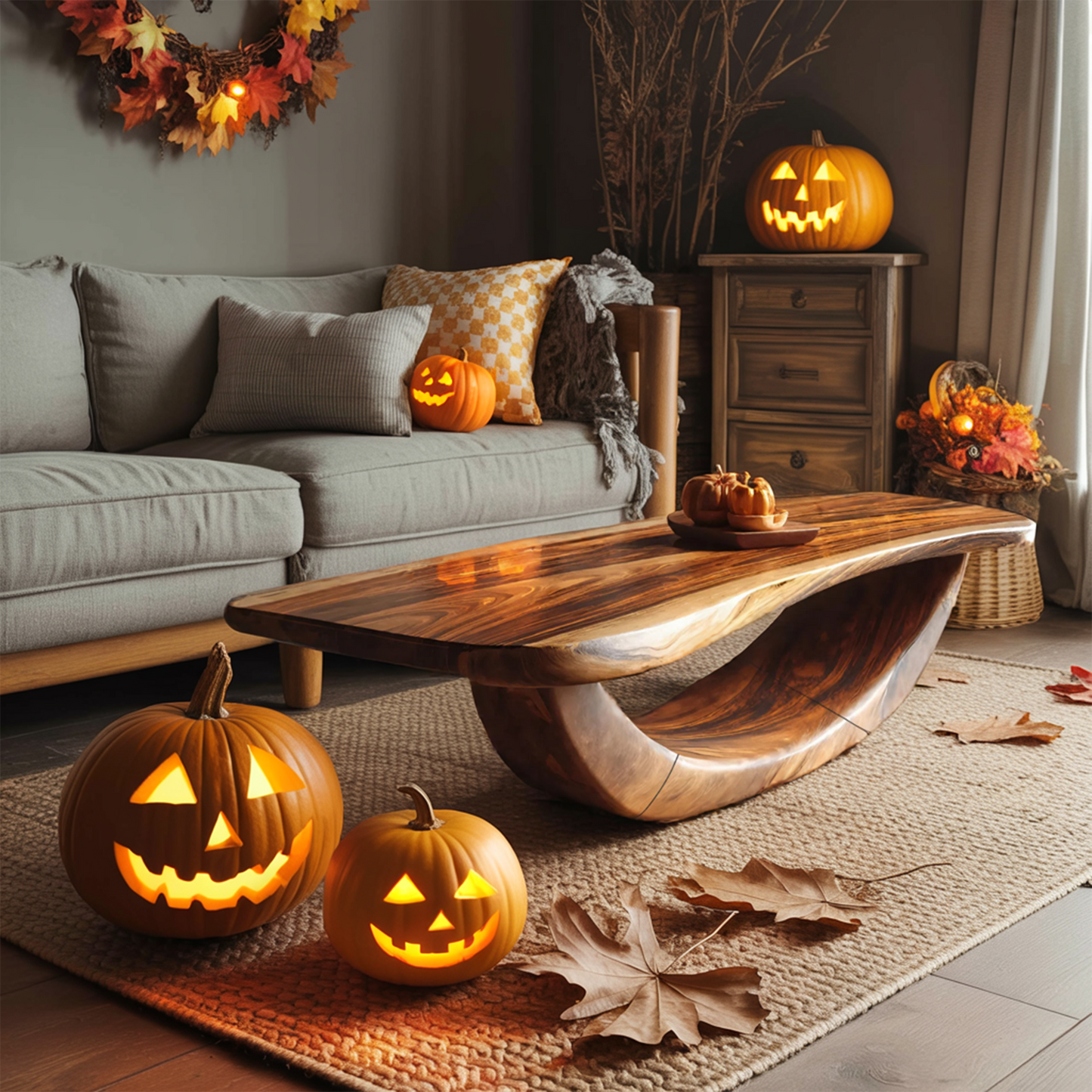 Farmhouse Wooden Live Edge Coffee Table Livingroom Decor Haunted Look