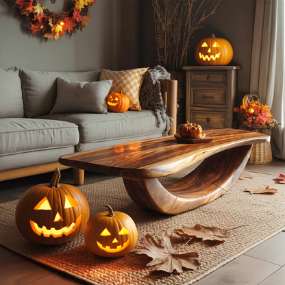 Farmhouse Wooden Live Edge Coffee Table Livingroom Decor Haunted Look