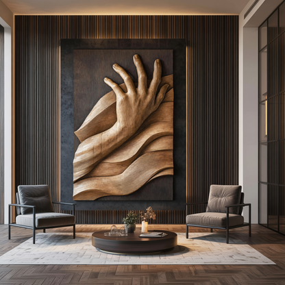 Mid Century Large Sculpture Wall For Bedroom Wall Decor