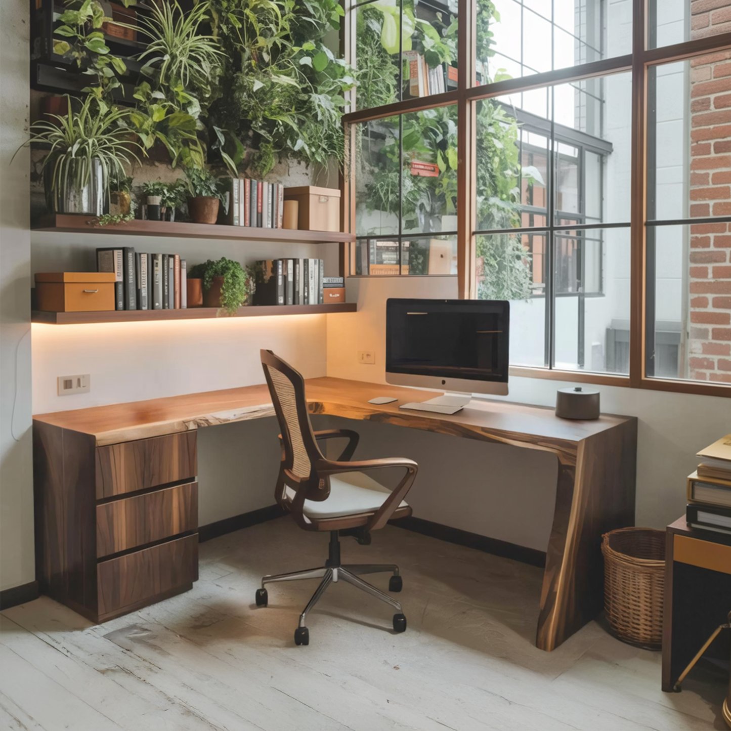 Modern Live Edge L Shaped Desk For Minimalist Home Office