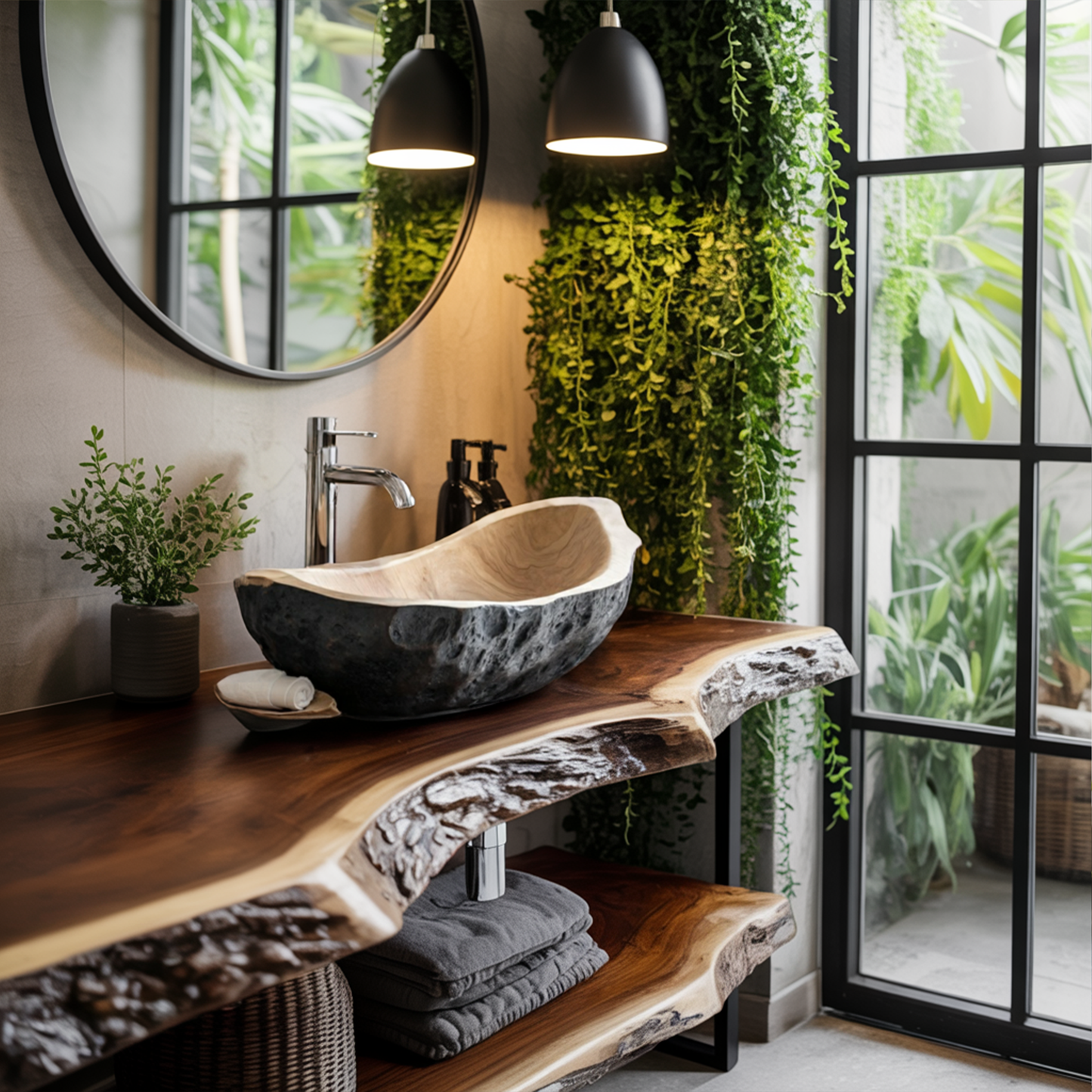 Rustic Solid Wood Sink For Elegant Bathroom