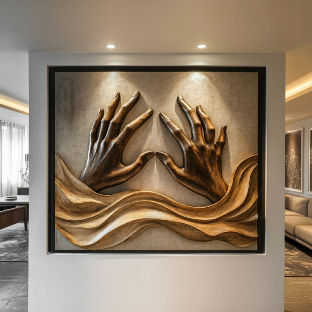 Handcrafted Wood Wall Sculpture For Living Room