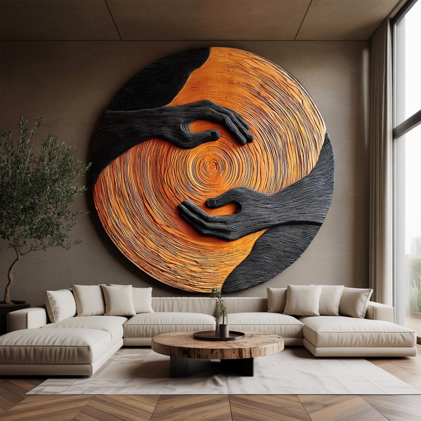 Mid Century Solid Wood 3D Sculpture For Furniture Decoration