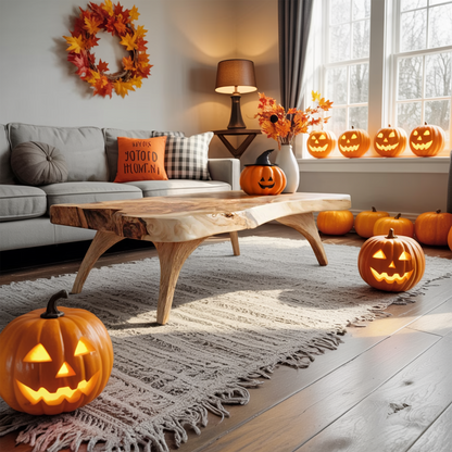 Mid Century Live Edge Coffee Table For Entryway Design Halloween Style