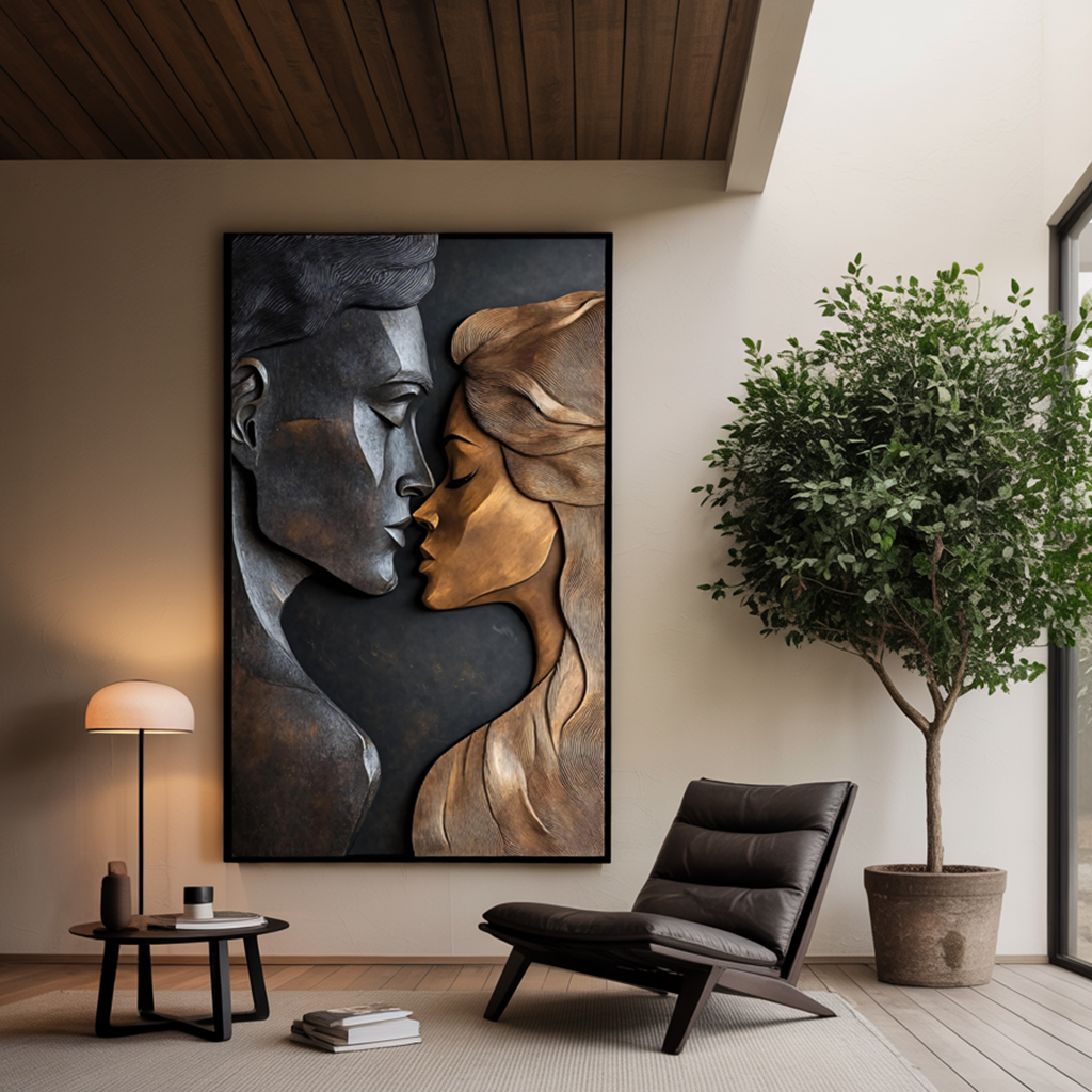 Handcrafted Large Sculpture Wall For Entryway Statement